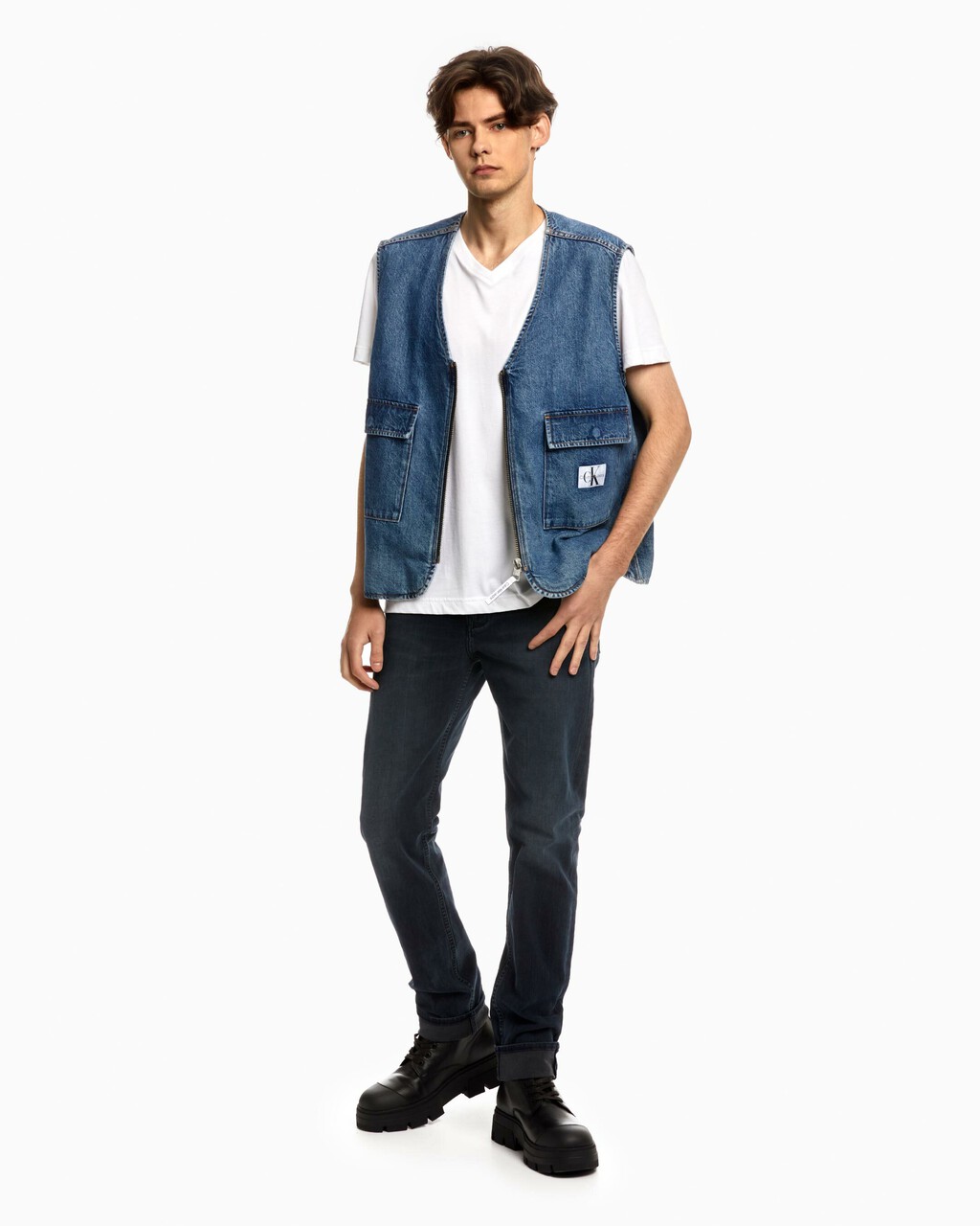 FREEFIT 修身彈性牛仔褲, Blue Black Back Embro, hi-res