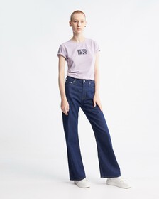 亞麻闊腳牛仔褲, Denim Rinse, hi-res
