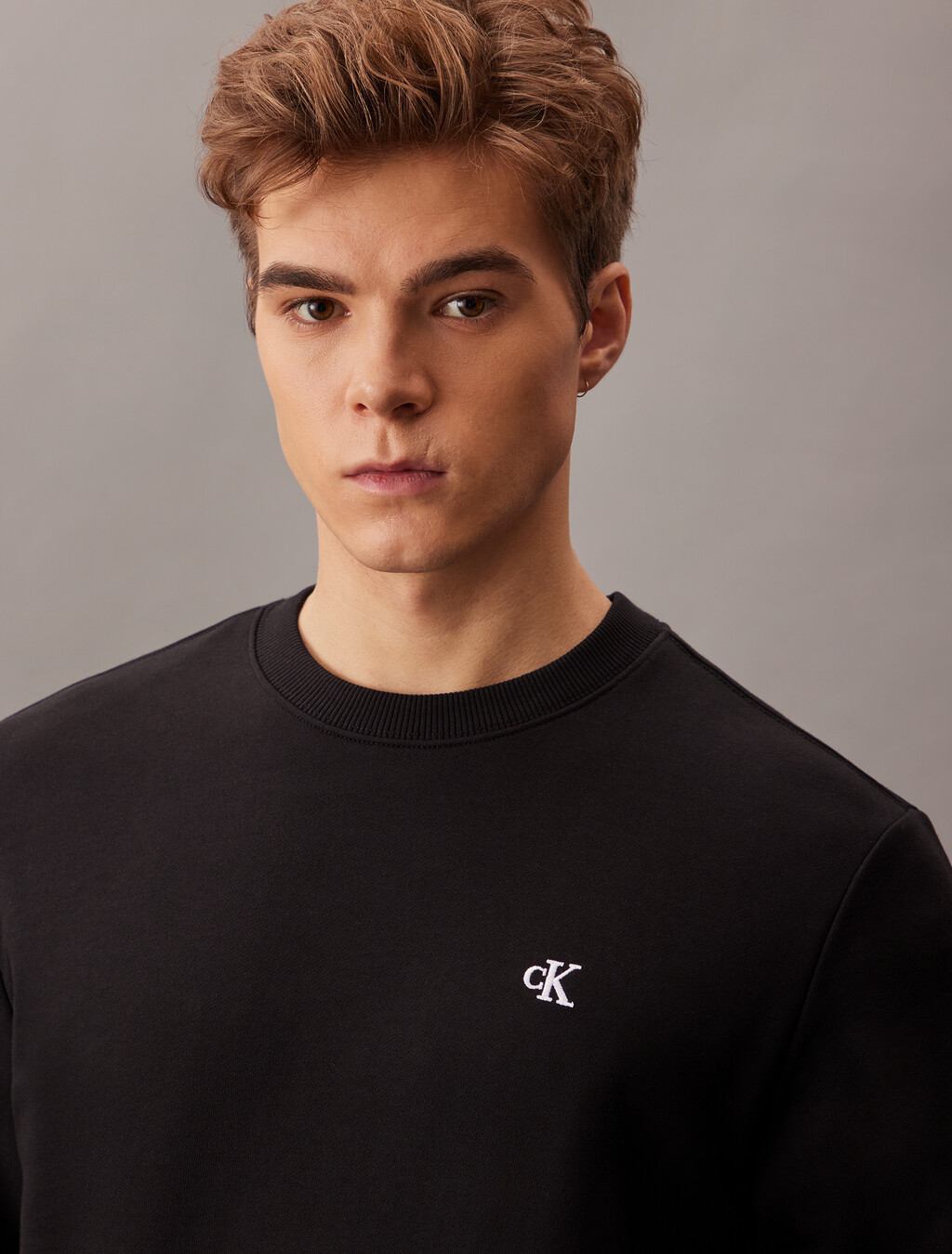 Monogram Terry Crewneck Sweatshirt, Black, hi-res