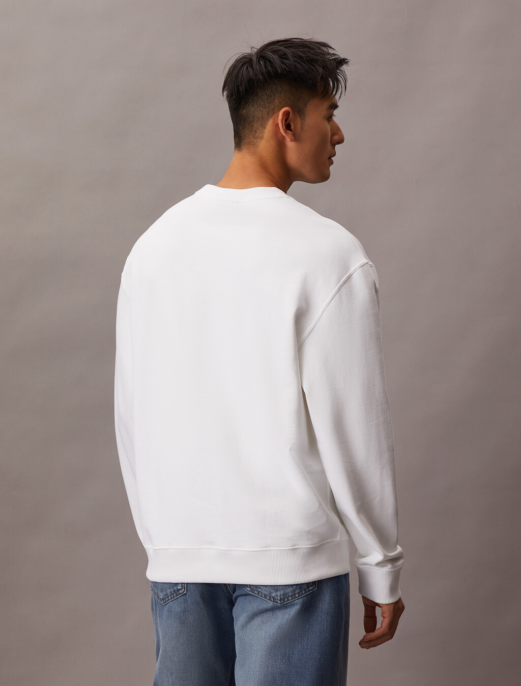 Cotton Terry Badge Sweatshirt, Bright White, hi-res