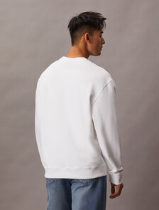 Cotton Terry Badge Sweatshirt, Bright White, hi-res