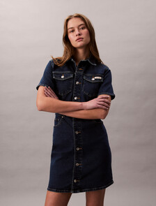 Trucker Mini Denim Dress, ASTEROID CLOUD, hi-res