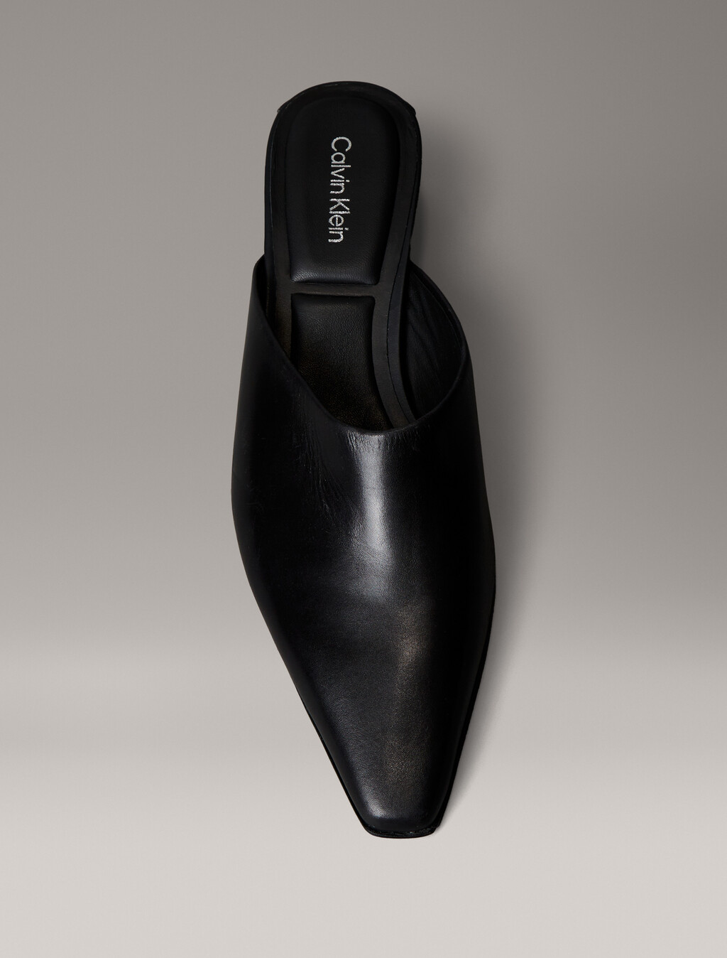 Leather Kitten Heel Mules, PVH Black, hi-res