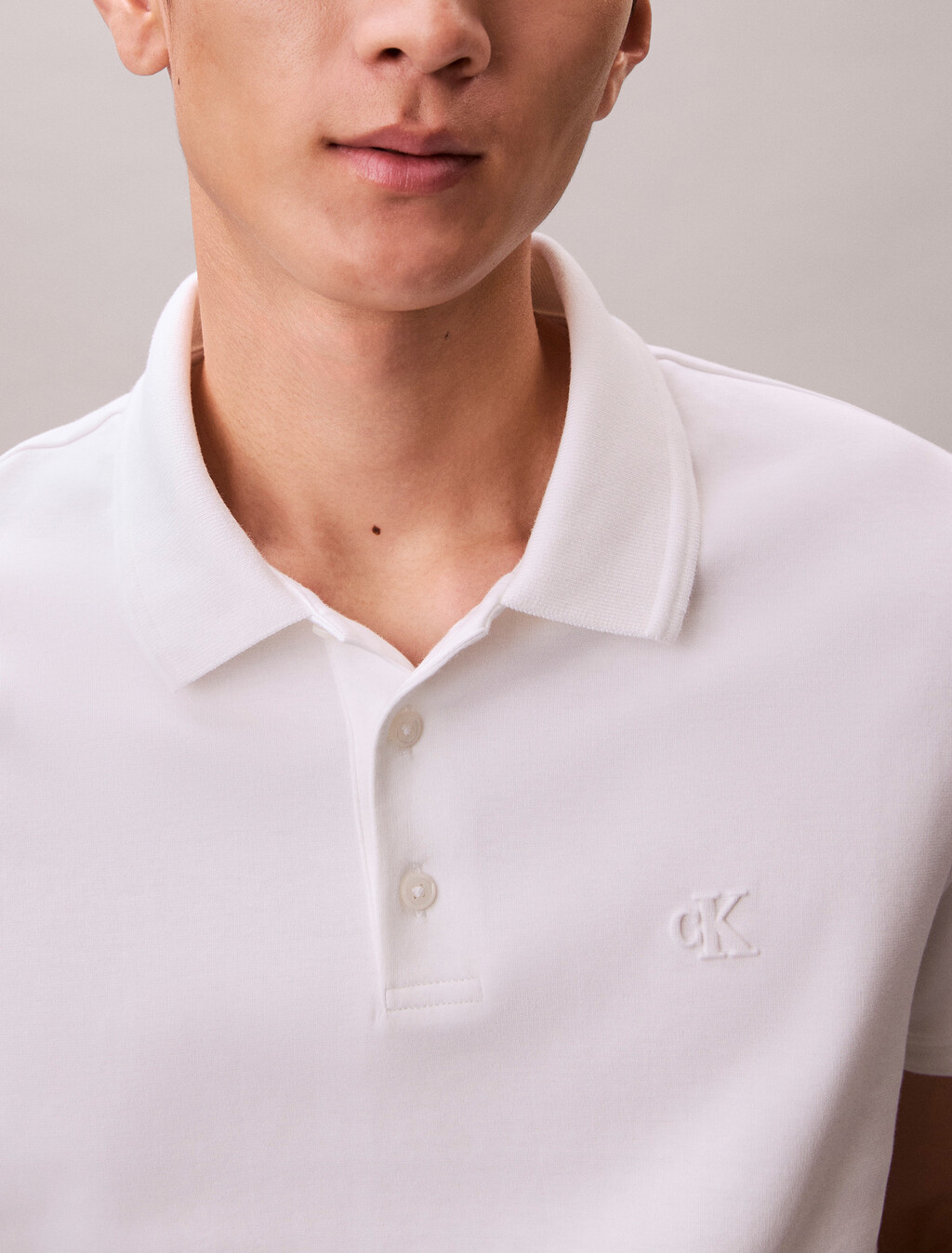 Luxe Tipped Slim Polo, Bright White, hi-res