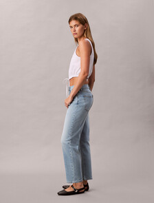 Lyocell High Rise Straight Cropped Jeans, CATALINA, hi-res