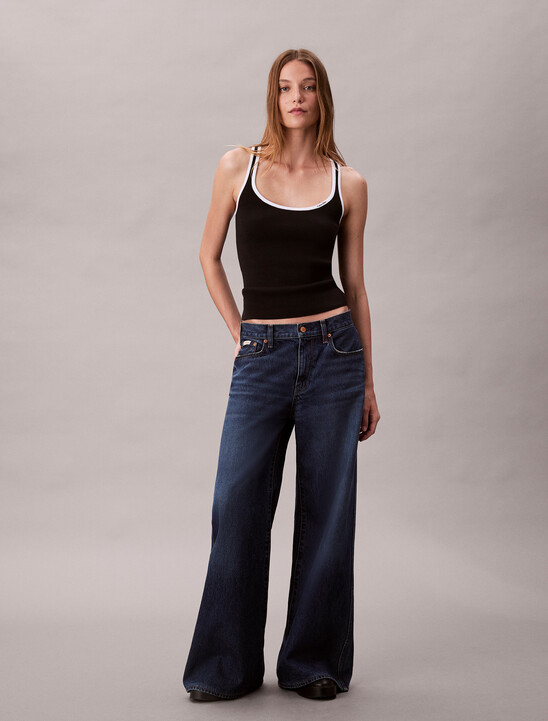 Contrast Trim Ribbed Tank Top