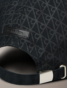 Allover Monogram Logo Baseball Cap, Charcoal AOP, hi-res