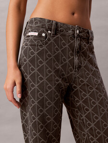 90 年代直筒黑色標誌提花牛仔褲, BLACK EMBLEM, hi-res