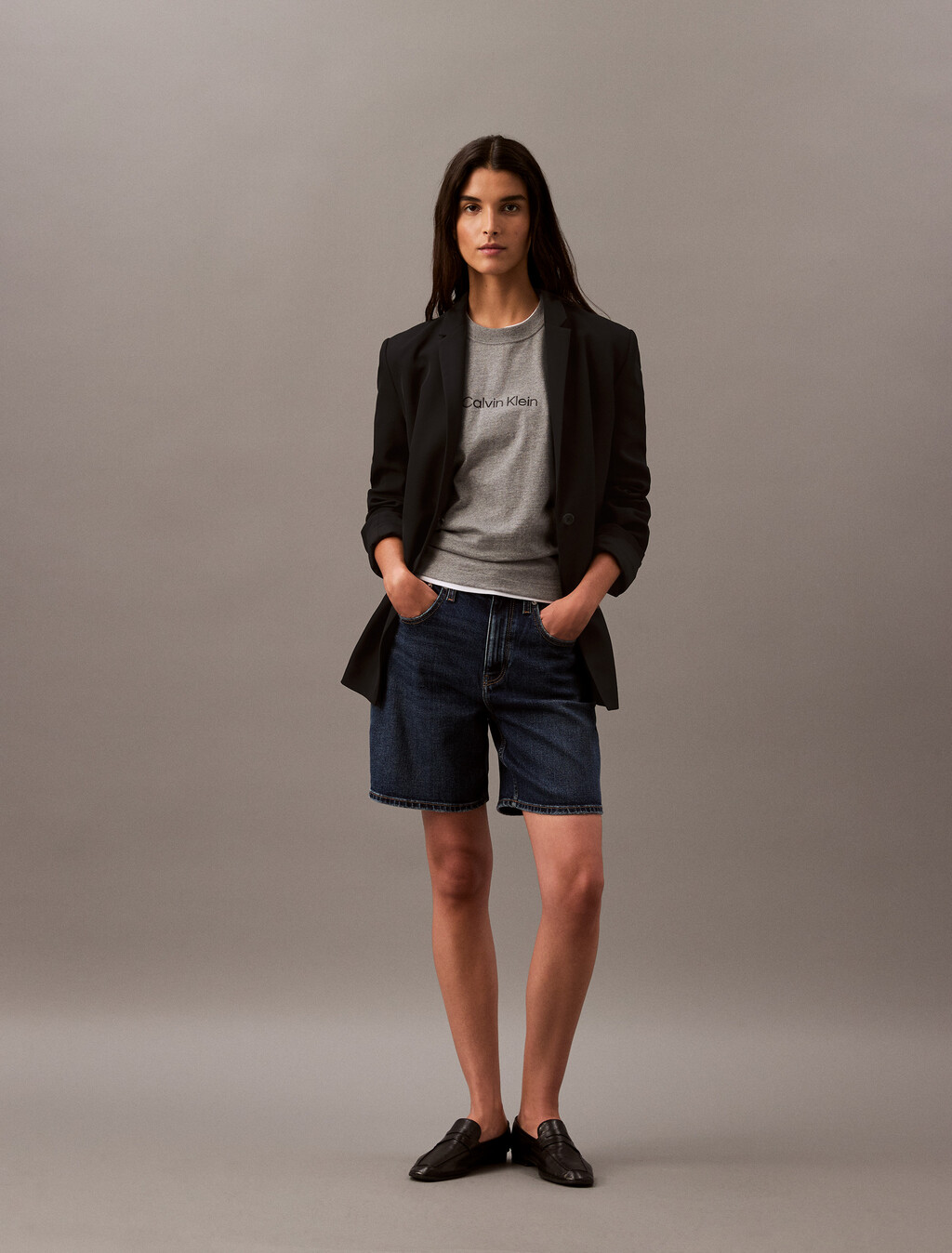 Calvin Klein Hero Modern 方形剪裁 T 恤, Med Gray Heather, hi-res