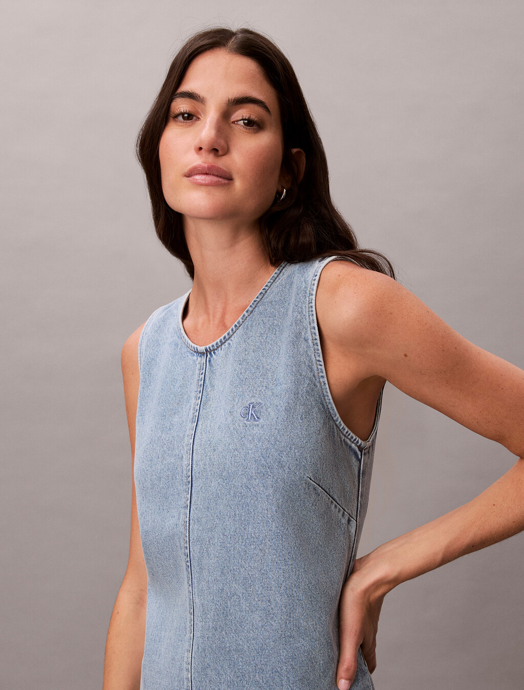 Denim Shift Dress, COASTAL LIGHT, hi-res