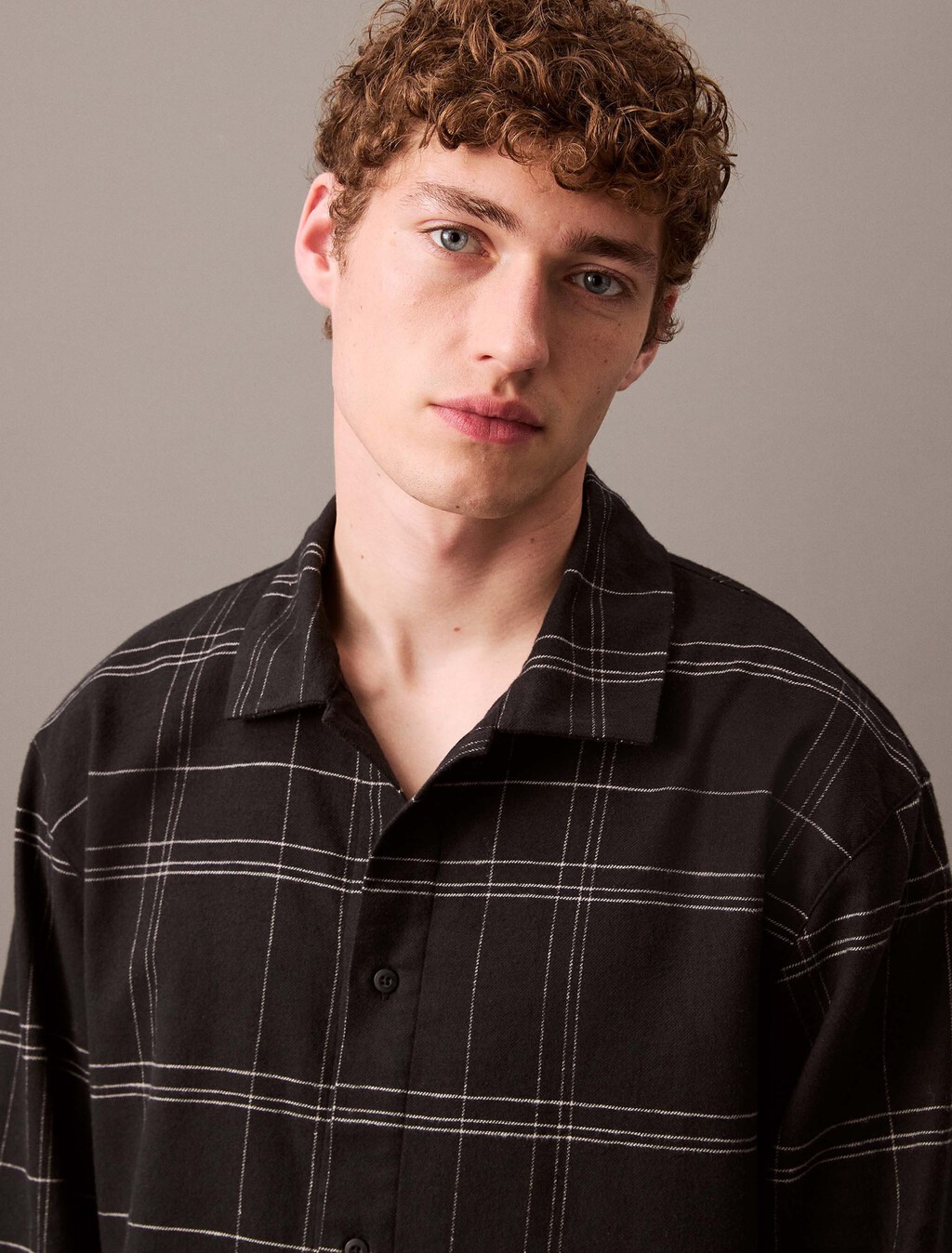 Flannel Sleep Button Down Shirt, 17770 BEAM PLAID+BLACK, hi-res