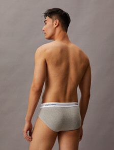 Icon Cotton 彈力低腰三角內褲 2 件套組, Grey Heather / Black, hi-res