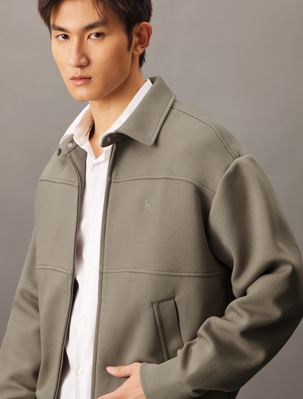 Twill Zip Up Jacket, Rock Ridge, hi-res