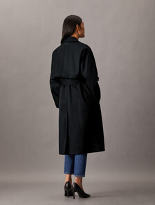 Organic Cotton Blend Trench Coat, Black, hi-res