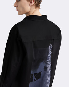 金屬簡約印花 Coolmax 牛津襯衫, CK BLACK, hi-res