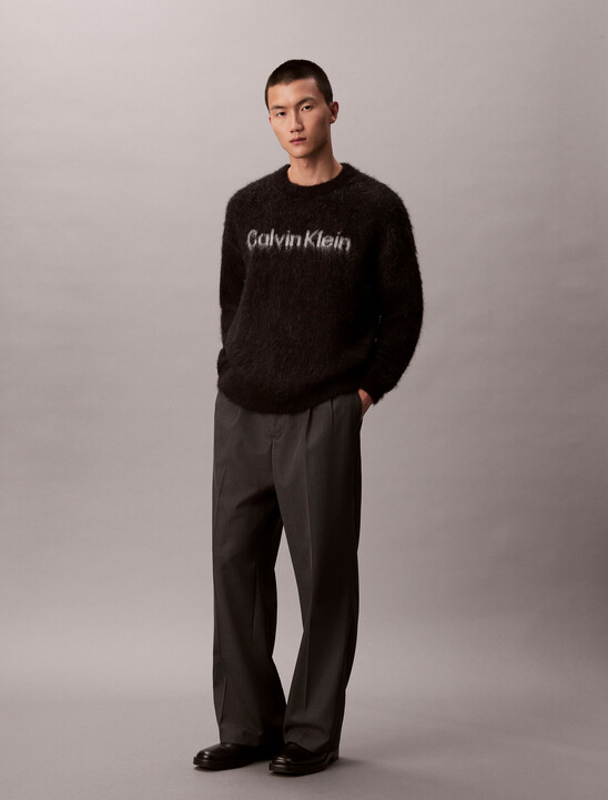 Brushed Alpaca Wool Blend Monogram Logo Sweater