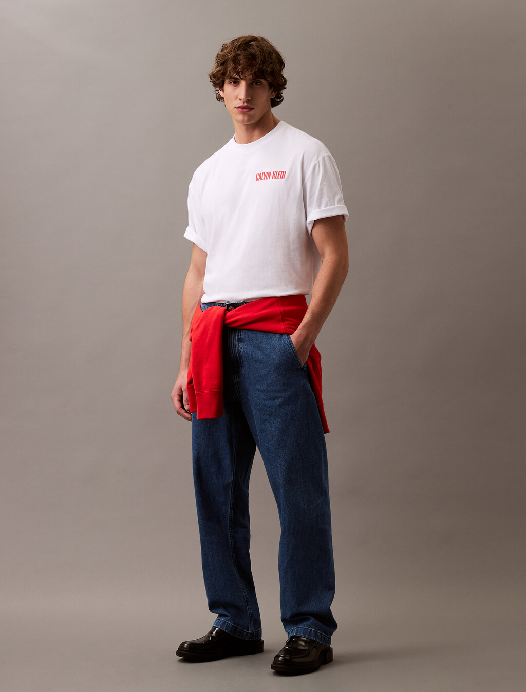 Calvin Klein 標誌印花 T 恤, Brilliant White, hi-res