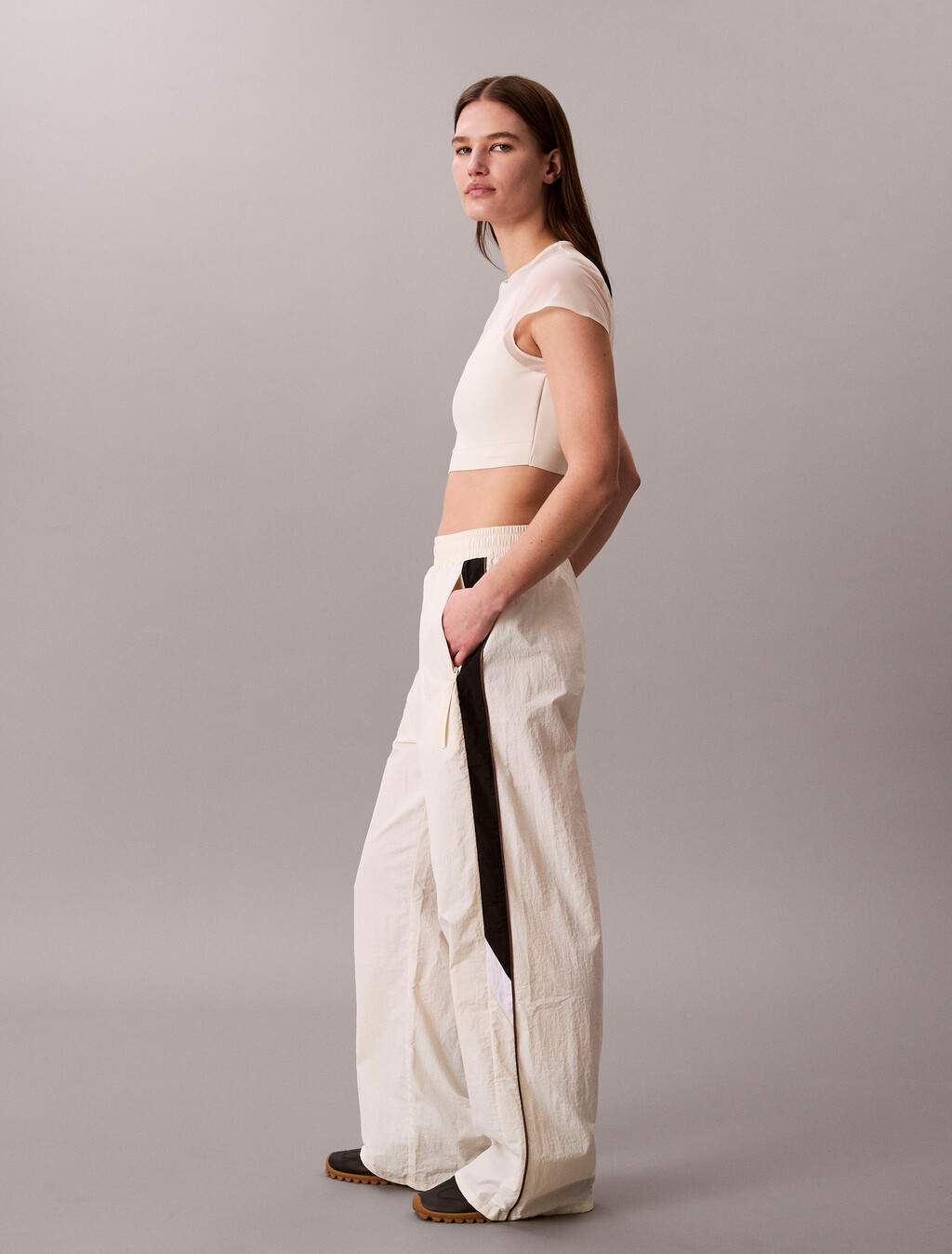 Icon Sport Wide Leg Track Pants, black/white/off white, hi-res