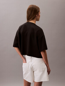 Logo Graphic Boxy Cropped T-Shirt, Black, hi-res