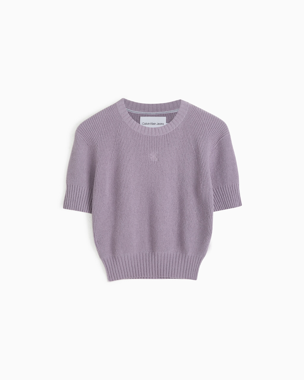 Feminine Chenille Short Sleeve Sweater, Lavender Aura, hi-res