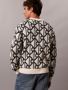 Wool Blend Logo Jacquard Jumper, Antique White, hi-res