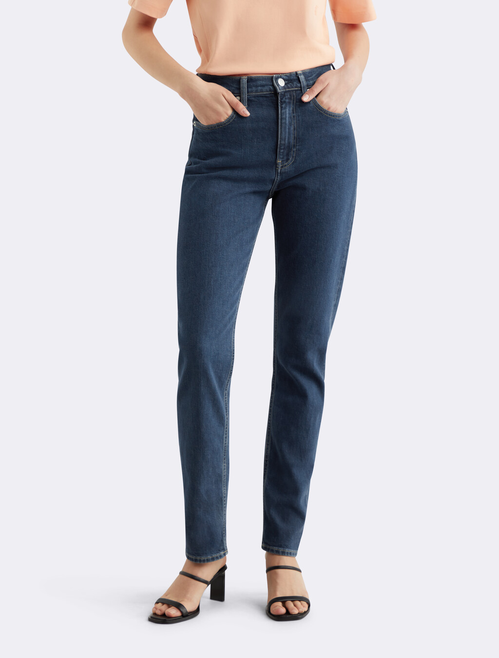 Authentic 修身直筒牛仔褲, Denim Dark, hi-res