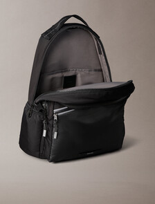 Striped Utility Zip Round Backpack, Black, hi-res