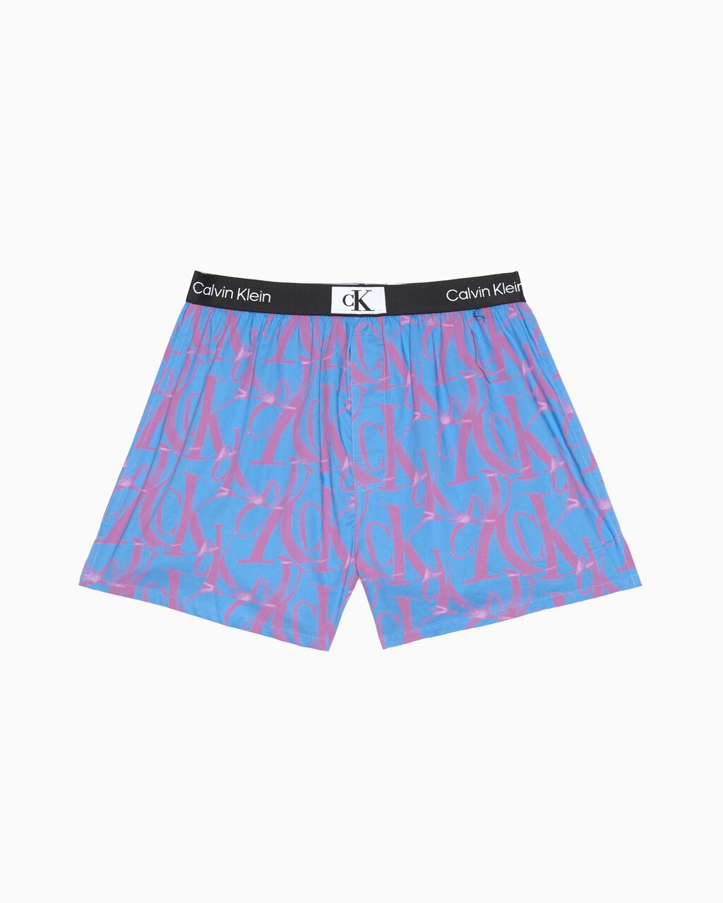 Calvin Klein 1996 梭織棉質平角內褲, Ghost Warp Logo Print+Campanula, hi-res