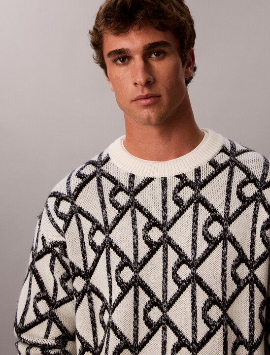 Wool Blend Logo Jacquard Jumper