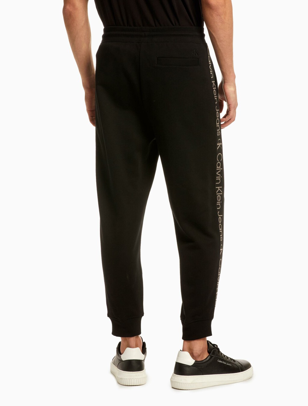 Organic Cotton Logo Jacquard Sweatpants, Ck Black, hi-res