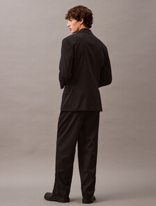 Wool Straight Pleated Trousers, Black Beauty, hi-res