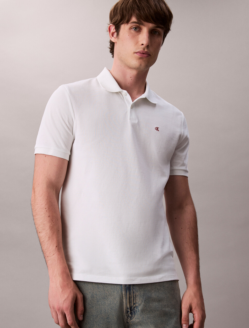 Monogram Cotton Pique Polo, Blanc De Blanc, hi-res