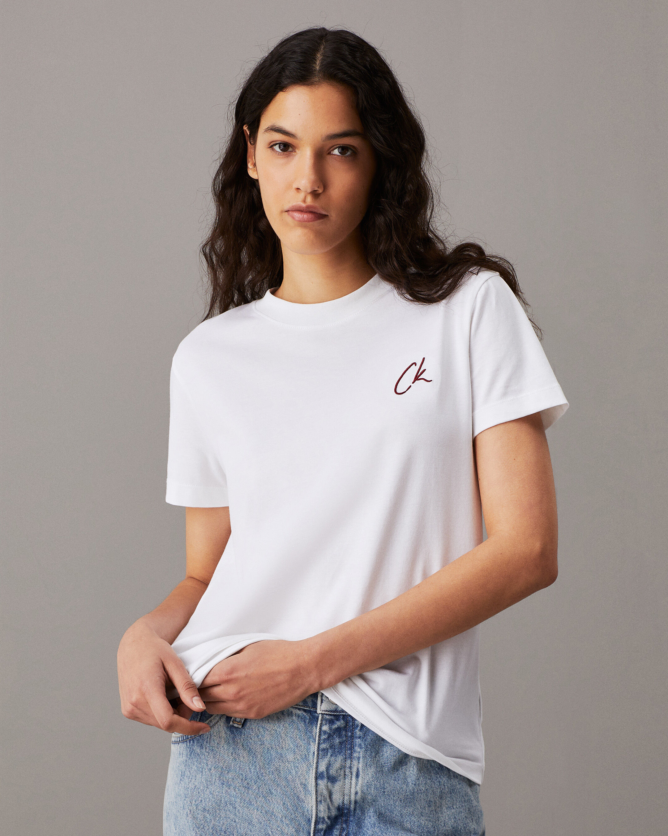Embroidered Logo T shirt natural Calvin Klein Hong Kong