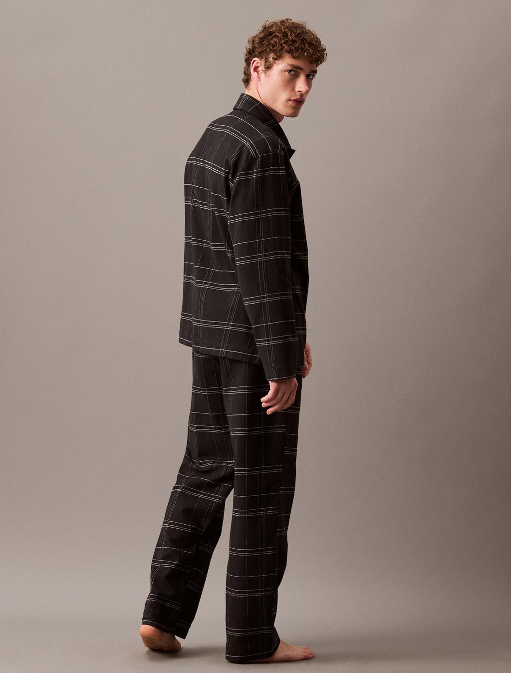 Flannel Sleep Button Down Shirt, 17770 BEAM PLAID+BLACK, hi-res