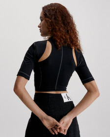 Slim Stretch Cut Out Top, CK BLACK, hi-res
