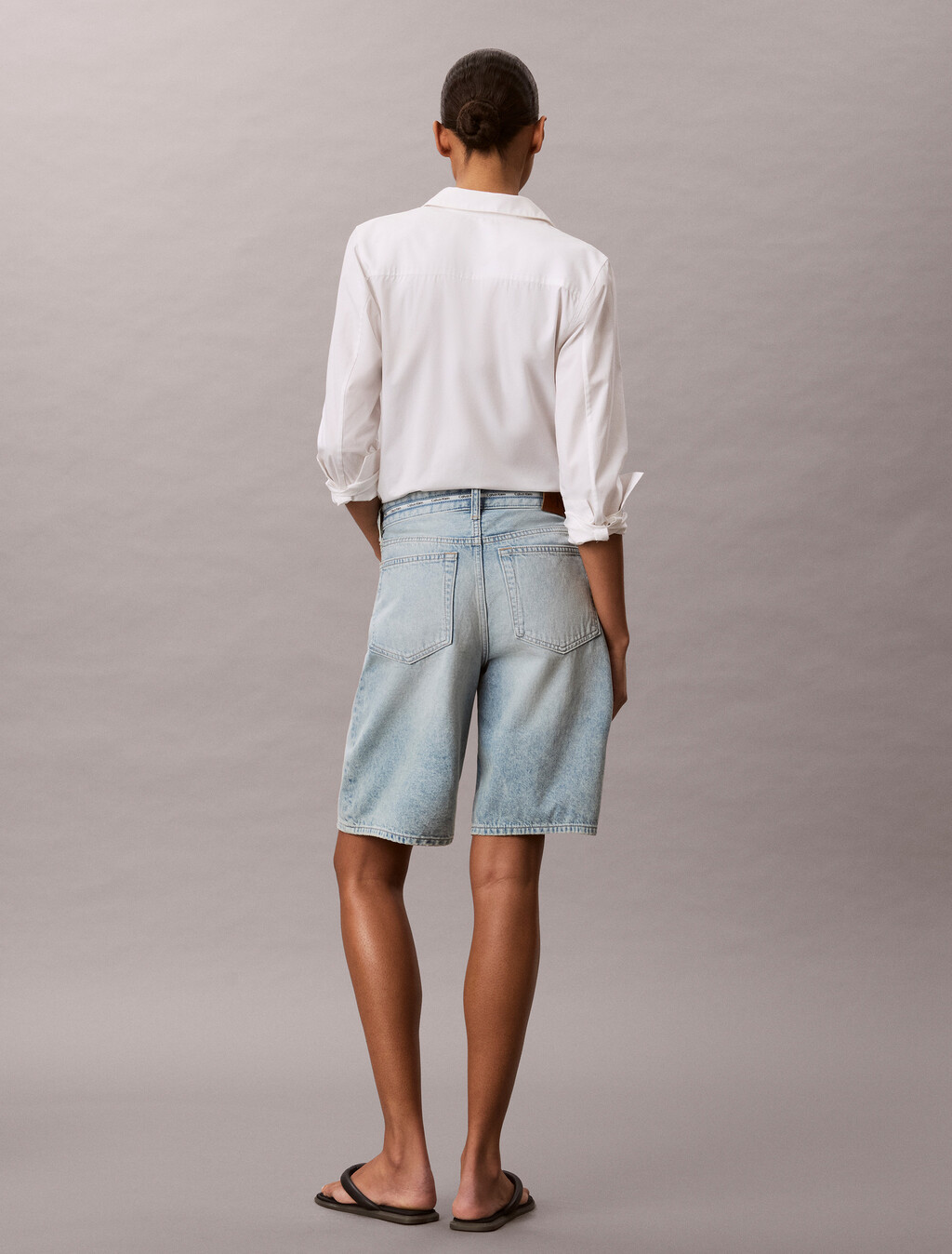 Logo Tape Denim Bermuda Shorts, FRESH WATER, hi-res