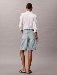 Logo Tape Denim Bermuda Shorts, FRESH WATER, hi-res