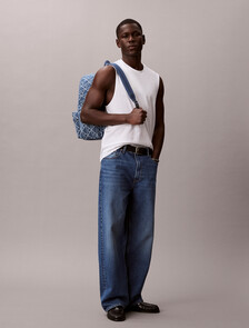 牛仔布標誌提花背囊, Denim JQD Medium Wash, hi-res