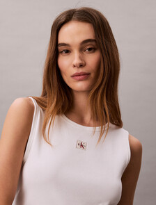 Monogram 標籤鏤空背心, Bright White, hi-res