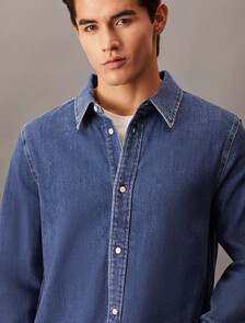 Slim Denim Shirt, Denim Dark, hi-res