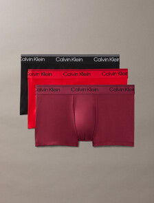3 件裝低腰平口內褲 - Microfibre Stretch, Black/Goji Berry/Established Red, hi-res