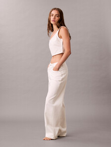 Denim Allover Monogram Cropped Tank Top, CK ARCTIC, hi-res