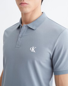 SLIM LOGO PLACKET POLO, Overcast Grey, hi-res