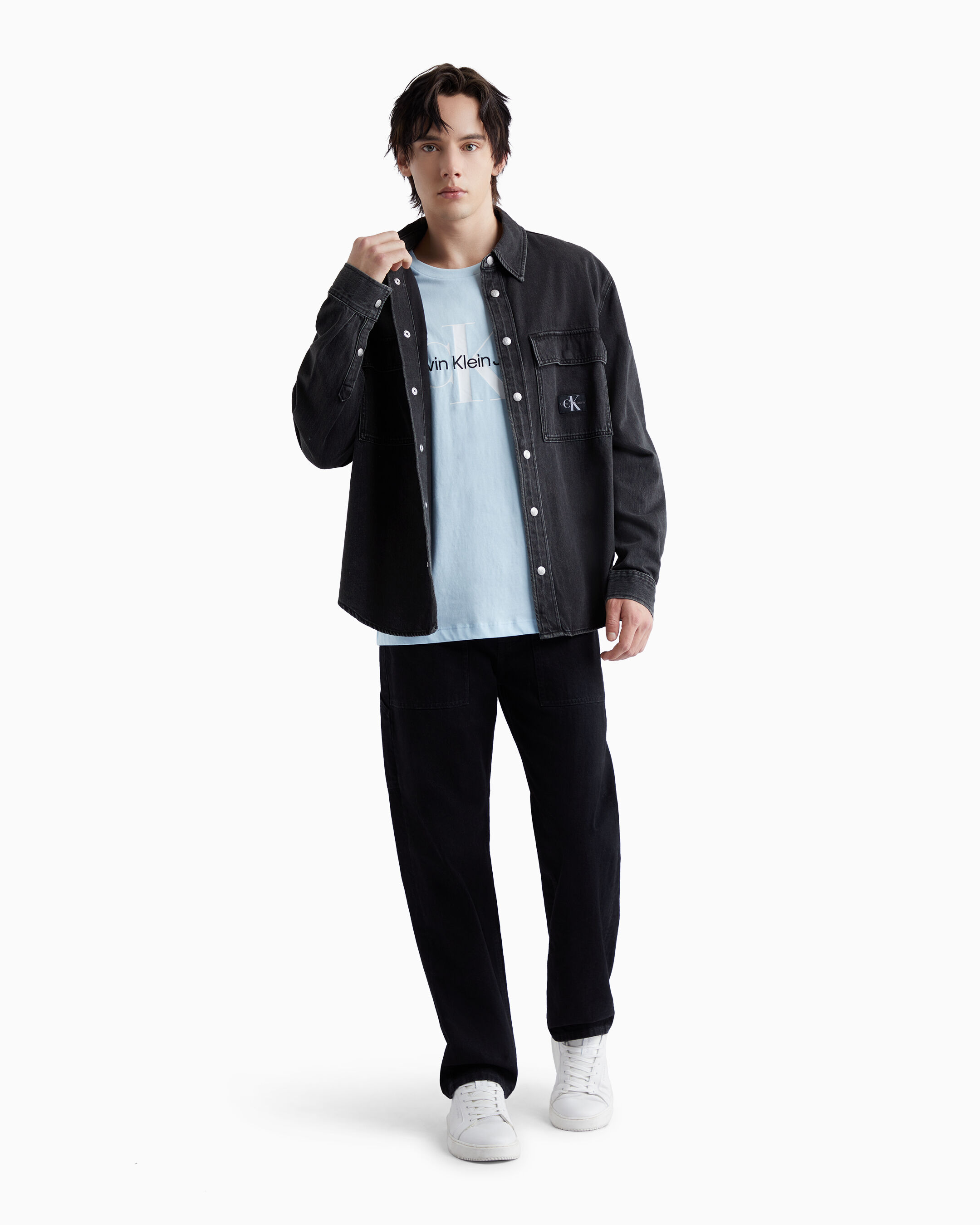 Calvin klein black online denim shirt