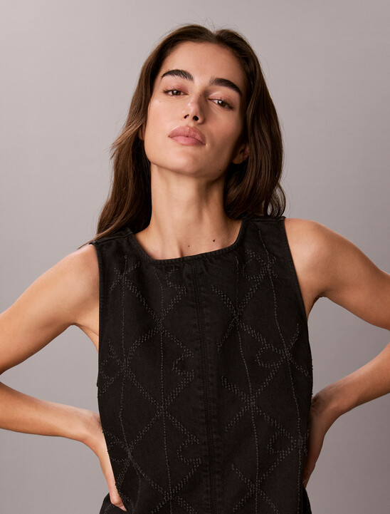 All-Over Logo Denim Mini Dress