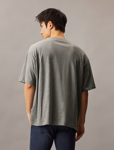 Calvin Logo 圓領上衣, Medium Grey Heather, hi-res