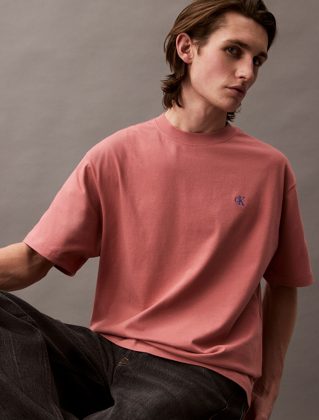 Calvin Logo 圓領上衣, Light Mahogany, hi-res