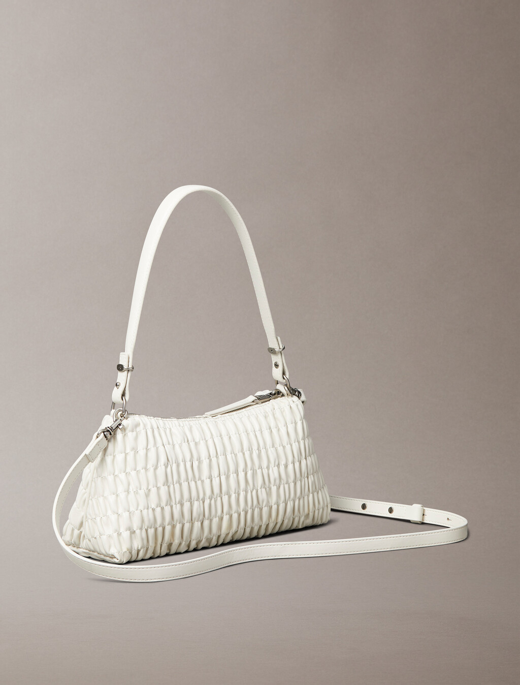 Ruched Shoulder Bag, Chalk, hi-res