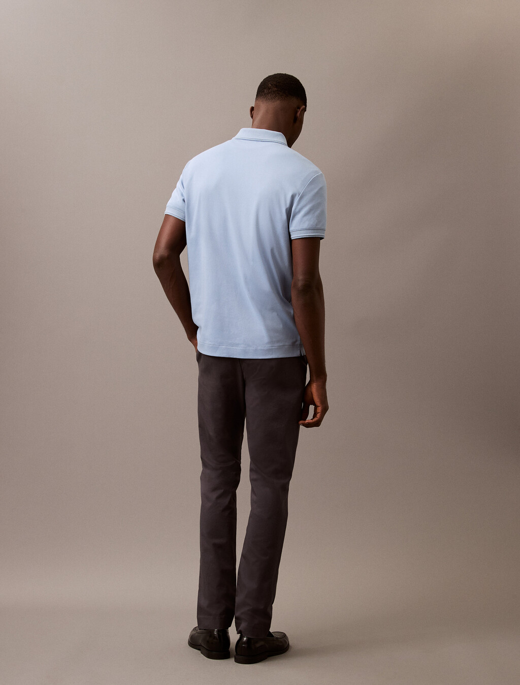 Embossed Monogram Tipped Polo, Faded Denim, hi-res