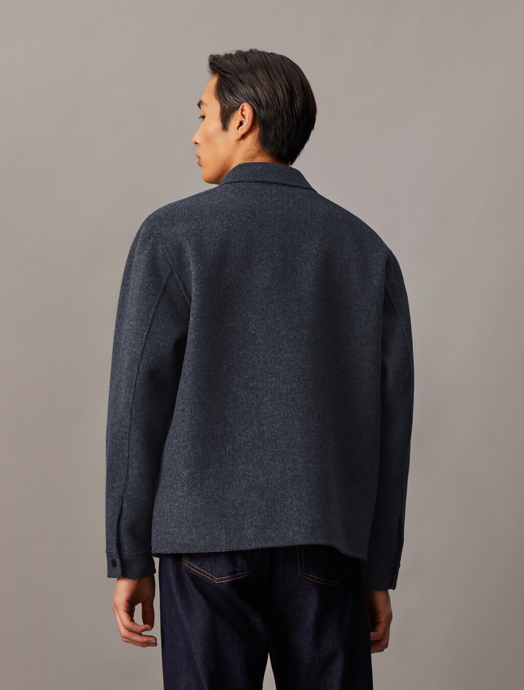 Mélange Wool Blend Short Full Zip Jacket, Ebony, hi-res